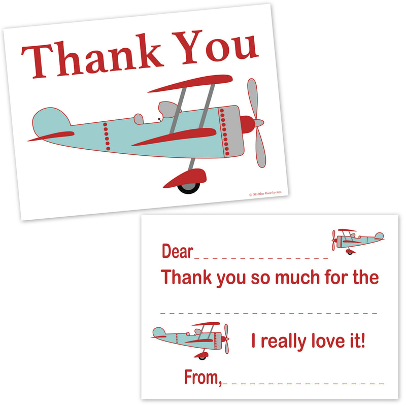 Airplane Kids Birthday Thank You Cards