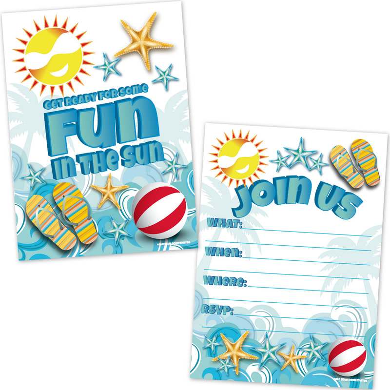 Summer Beach Pool Party Invitations