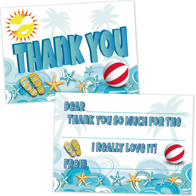 Summer Beach Thank You Cards for Kids