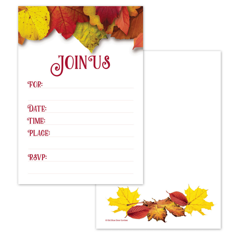 Autumn Fall Leaves Fill in the Blank Invitations