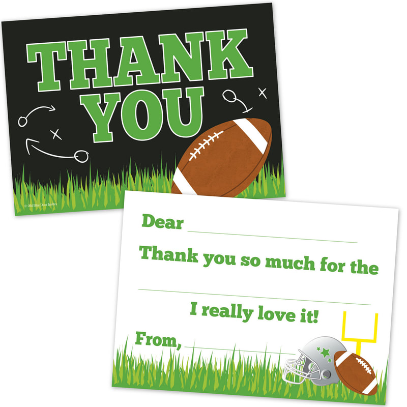 Kids Football Fill in the Blank Thank You Notes