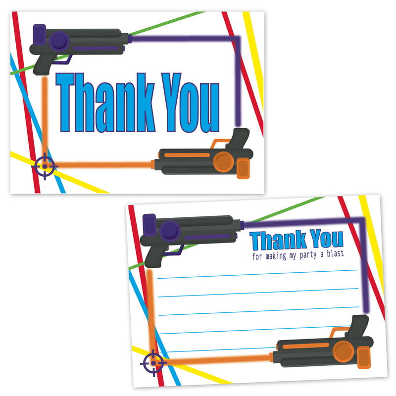 Laser Tag Birthday Party Thank You Cards for Kids