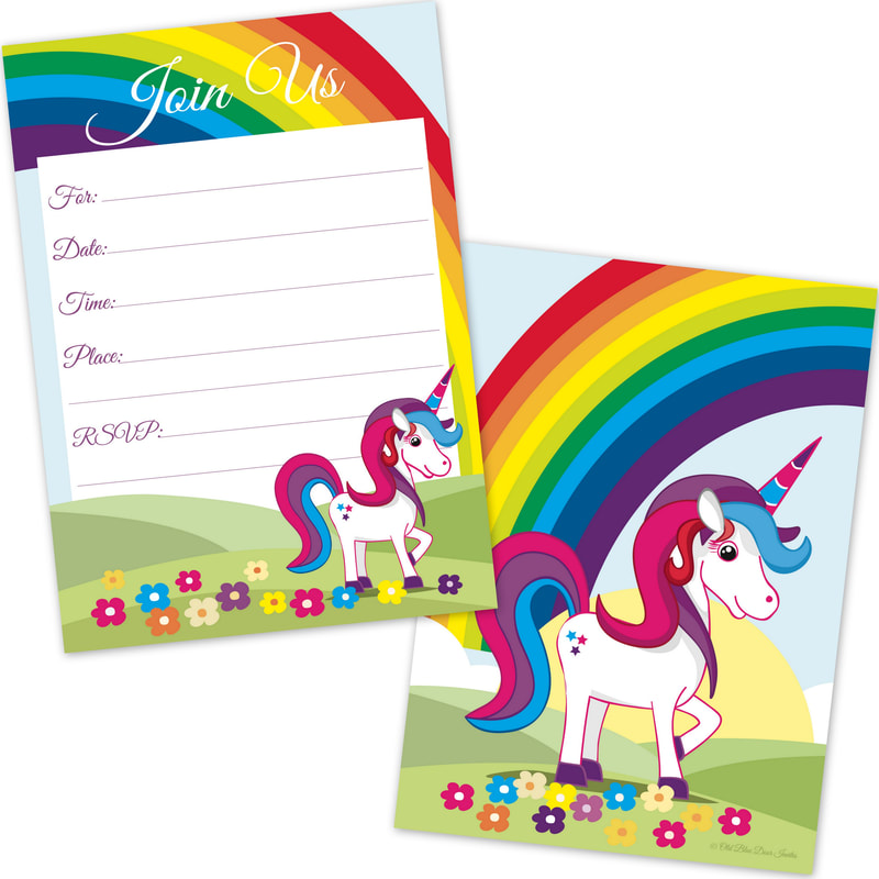 Rainbow Unicorn Birthday Invitations for Girls
