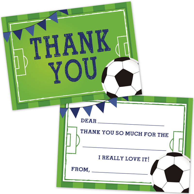 Soccer Kids Fill in the Blank Thank You Cards